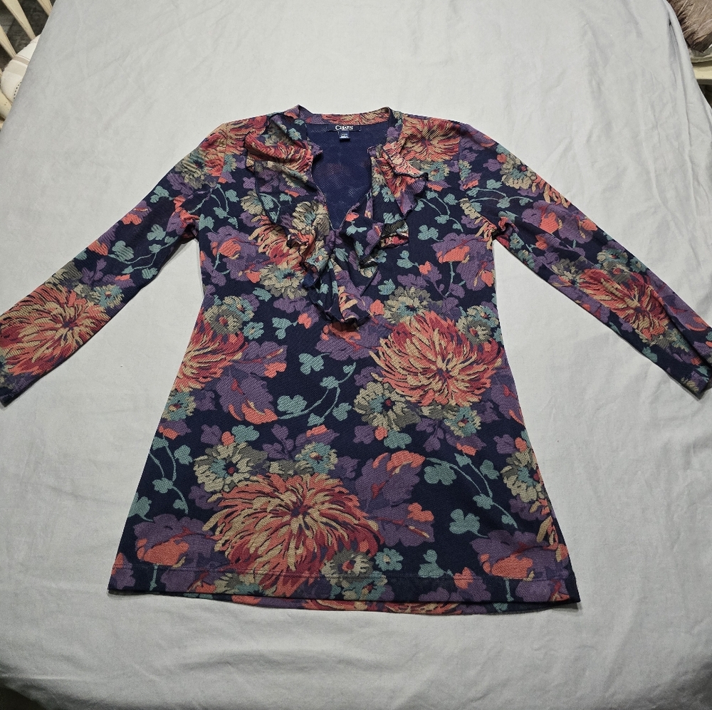 Chaps Multicolor Floral Ruffle Blouse - Picture 2 of 8
